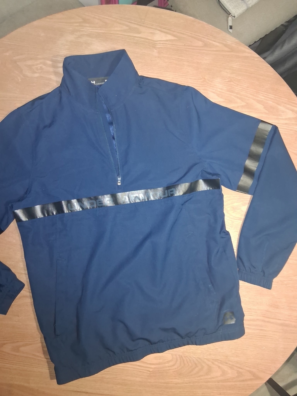 Under Armour Navy Blue Half-Zip Windbreaker with Black Trim